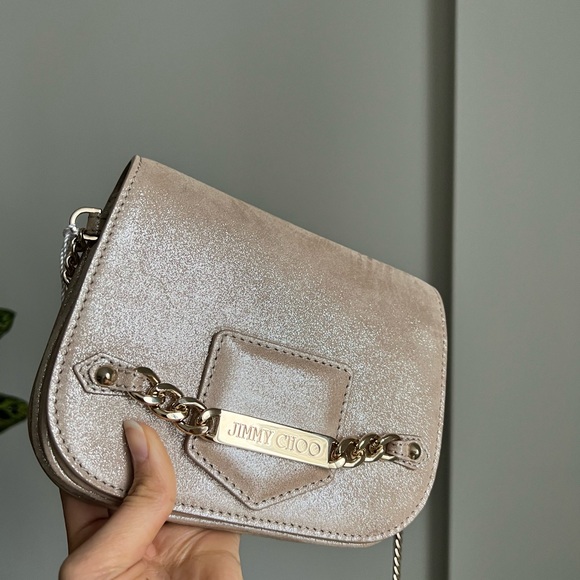 Shimmer leather Jimmy Choo cross body mini bag - Picture 1 of 12